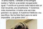 Publicación de David en su perfil de Facebook durante su ingreso en el IPK.