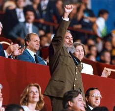 Fidel apoyando a la delegación cubana en los JJ.OO. de Barcelona 1992 / Tomada de Juventud Rebelde