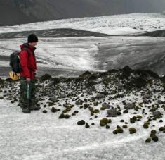 Llamadas por algunos investigadores "ratones glaciares", son descritas como una especie de almohadas de consistencia blanda y húmeda que proporciona un "hábitat clave" para los invertebrados. Foto: Nottingham Trent University.