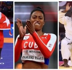 El trío de honor del deporte cubano en 2021, por sus épicas olímpicas y paralímpicas. Foto: Tomada del facebook de Deporcuba.