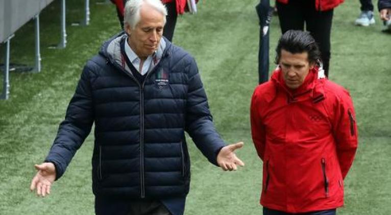 Christophe Dubi (der) con Giovanni Malagó. Foto: ANSA