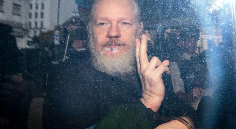 Julian Assange en abril de 2019, en Londres.