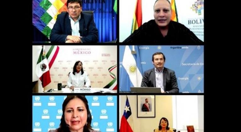 Celebrado de manera virtual, los representantes de Argentina, Bolivia, México y Chile acordaron hacer un congreso presencial sobre el litio. Foto: @Bolivia_MHE