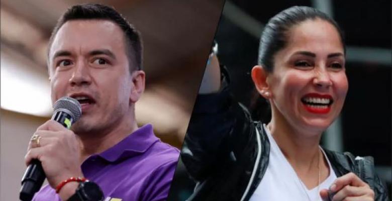 Montaje combinado entre los candidatos a la presidencia de Ecuador que participarán en la segunda vuelta. El presidente ecuatoriano, Daniel Noboa, (izq.) y la candidata correísta, Luisa González, (der.) France 24