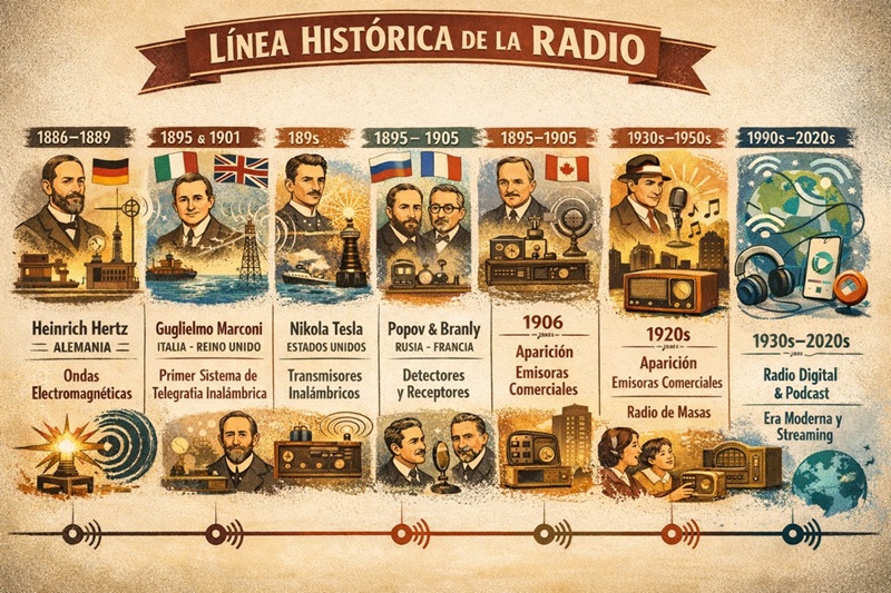 Infografía sobre historia de la radio
