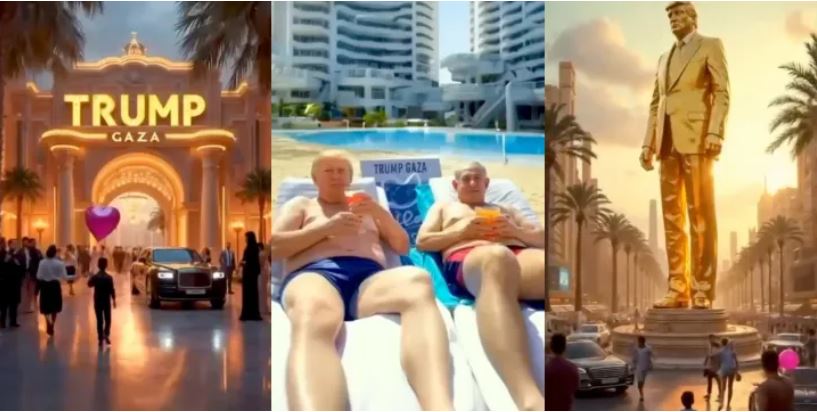 Trump and Benjamin Netanyahu as tourists in Gaza. Image created with Artificial Intelligence