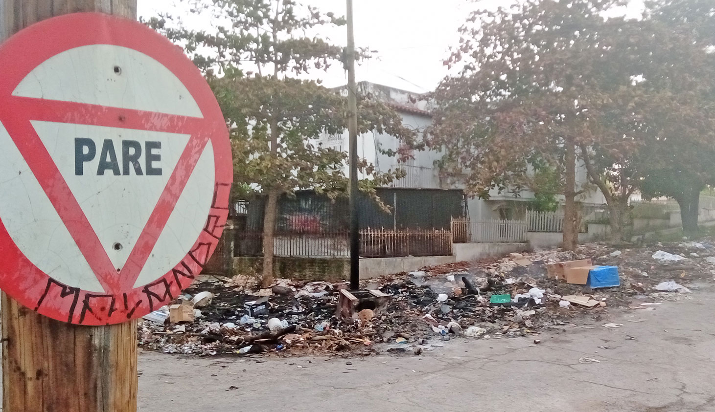 Burned trash Pile of burned trash at the intersection of 36th and 39th Streets