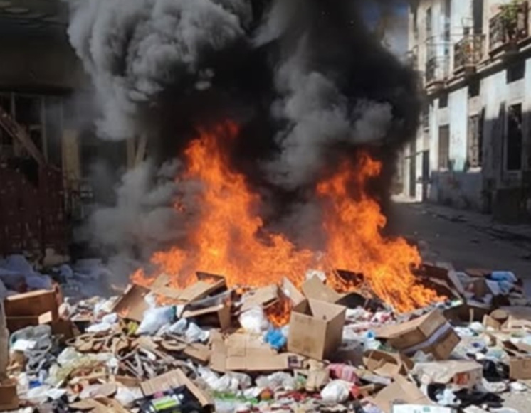 Quema de basura en Centro Habana Quema de basura en Centro Habana