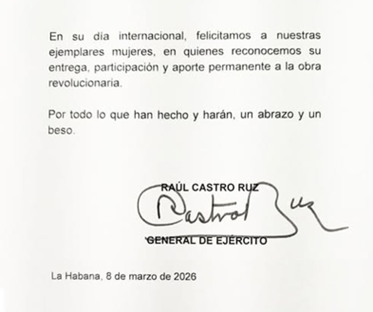 Mensaje de Raúl Castro por Día Internacional de la Mujer