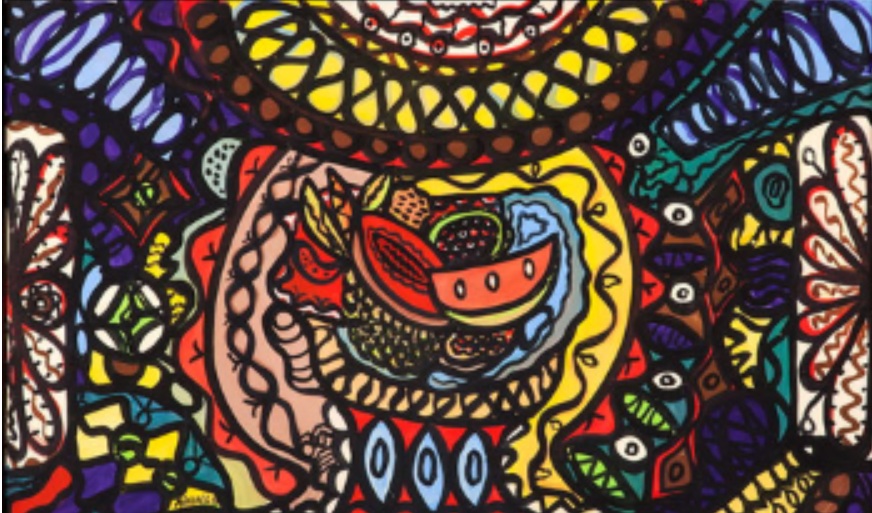 Cuadro de Amelia Peláez, Bodegón, óleo sobre papel, 1958.