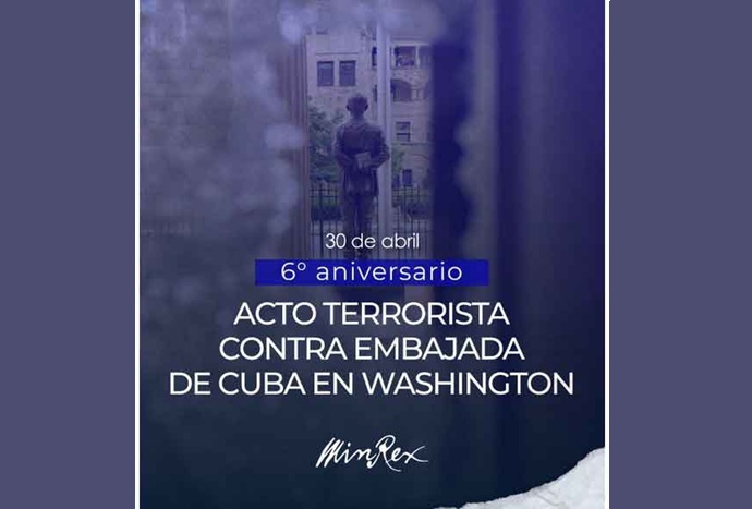 poster conmemorativo por atentado a embajada cubana en EEUU