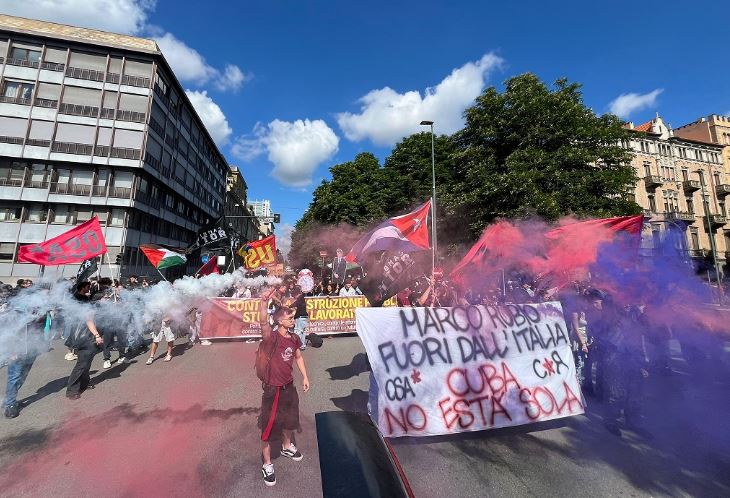 Protestas en Italia contra Marco Rubio