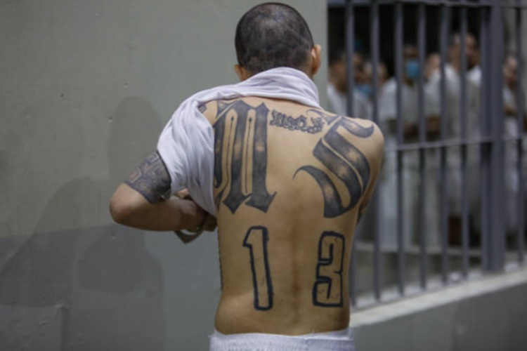 Recluso mostrando su espalda tatuada