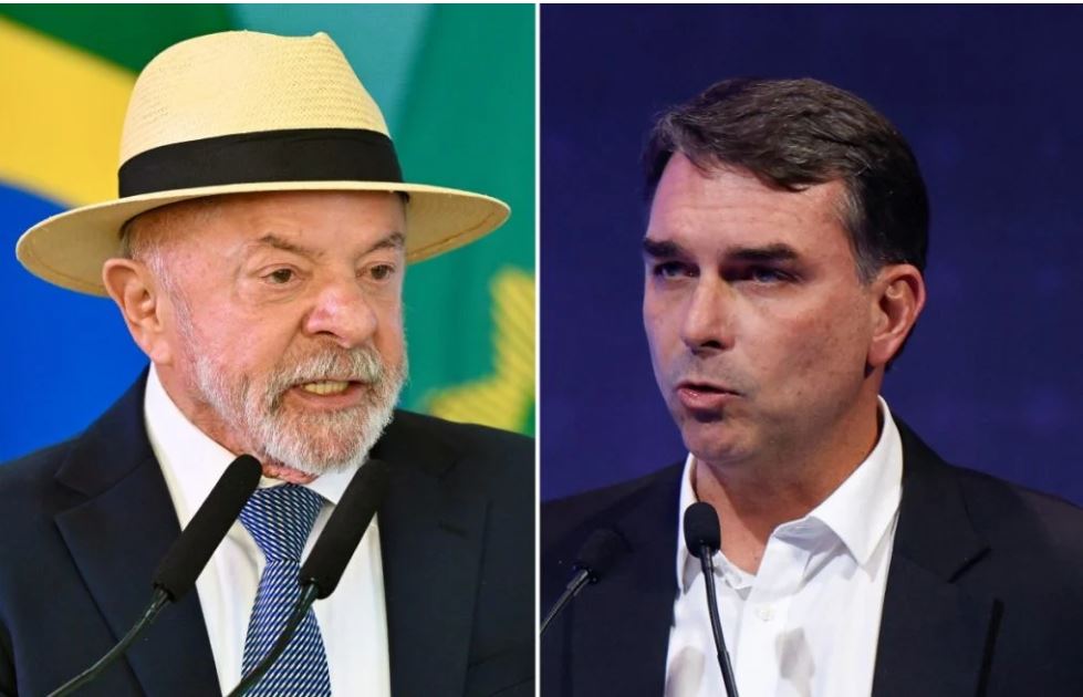 Fotomontaje de Lula y Flavio Bolsonaro