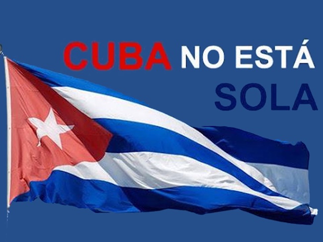Poster subrayando que Cuba no está sola Poster subrayando que Cuba no está sola