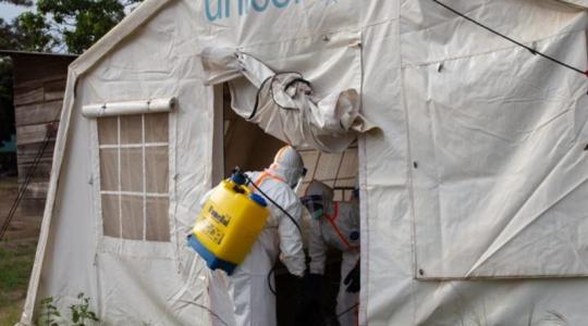 Carpa de Unicef en RDC ayudando contra el ébola
