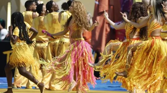 Presentación de la cantante colombiana Shakira en el medio tiempo de la final del Mundial de la FIFA 2026 entre España y Argentina, en el estadio MetLife en East Rutherford. 