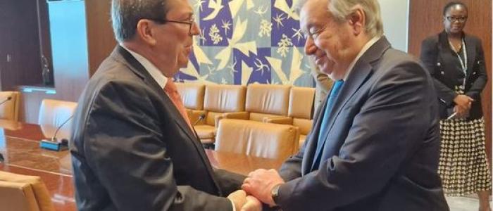 Bruno Rodríguez Parrilla y Antonio Guterres